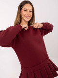 Rochie mini bordo evazată din bumbac