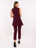 Vestă lungă elegantă bordo cu căptușeală