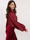 Cămașă elegantă bordo cu nasturi