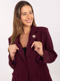 Sacou elegant bordo cu broșă și căptușeală