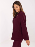 Sacou elegant bordo cu broșă și căptușeală