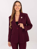 Sacou elegant bordo cu broșă și căptușeală