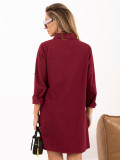 Rochie cămașă mini bordo din bumbac