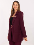 Sacou elegant bordo cu căptușeală și broșă