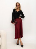 Fustă midi elegantă bordo