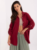 Cămașă elegantă bordo cu mâneci lungi
