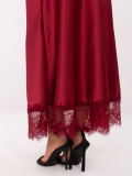 Fustă maxi bordo cu dantelă
