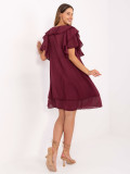 Rochie oversize cu mâneci scurte în culoarea bordó