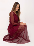 Rochie maxi bordo cu curea și căptușeală