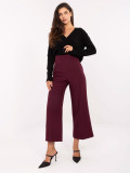 Pantaloni eleganți largi în culoare bordo