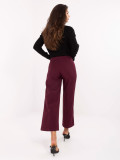 Pantaloni eleganți largi în culoare bordo