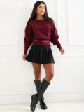 Pulover elegant bordo cu curea