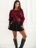 Pulover elegant bordo cu curea