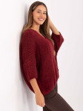Pulover elegant bordeaux cu mâneci 3/4