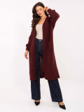Cardigan lung bordo cu buzunare
