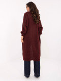 Cardigan lung bordo cu buzunare