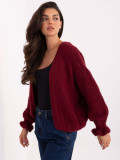Cardigan bordo cu volan