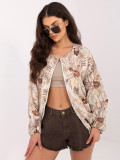 Geacă bomber maro cu imprimeu floral și căptușeală