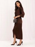 Rochie midi asimetrică maro