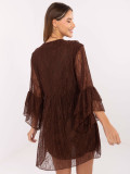 Rochie mini maro evazată cu dantelă și șnur