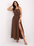 Rochie maxi cu legătură în culoarea maro