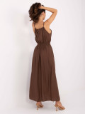 Rochie maxi cu legătură în culoarea maro
