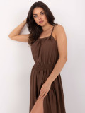 Rochie maxi cu legătură în culoarea maro