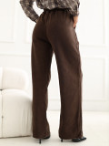 Pantaloni de trening maro cu croială largă și talie înaltă