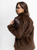 Palton scurt elegant cu curea, maro