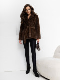 Palton scurt elegant cu curea, maro
