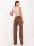 Pantaloni eleganți maro din material cu croială largă