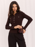 Pulover polo elegant maro cu guler