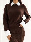 Pulover polo elegant maro