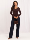 Pulover elegant maro cu decolteu petrecut