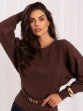Pulover elegant maro cu curea și decolteu tip bărcuță