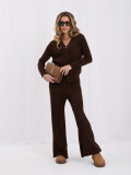 Set tricotat maro cu pantaloni largi