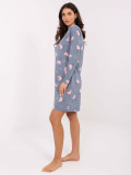Cămașă de noapte damă cu mâneci lungi, albastru închis, din bumbac