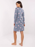 Cămașă de noapte damă cu mâneci lungi, albastru închis, din bumbac