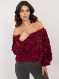 Bluză elegantă bordo cu umeri goi