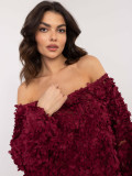 Bluză elegantă bordo cu umeri goi