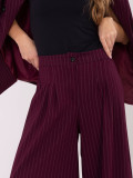Pantaloni palazzo eleganți cu dungi, bordo