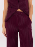 Pantaloni eleganți largi cu dungi, bordo