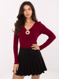 Pulover elegant bordo cu decolteu în V