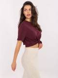 Tricou elegant bordeaux cu mânecă scurtă