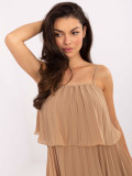 Rochie elegantă de cocktail în culoarea camel