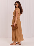 Rochie midi maro evazată cu curea