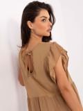 Rochie oversize maro cu volan