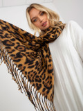Șal damă maro cu model animalier