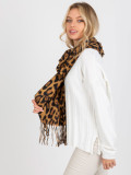 Șal damă maro cu model animalier