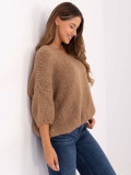 Pulover camel elegant cu mâneci 3/4